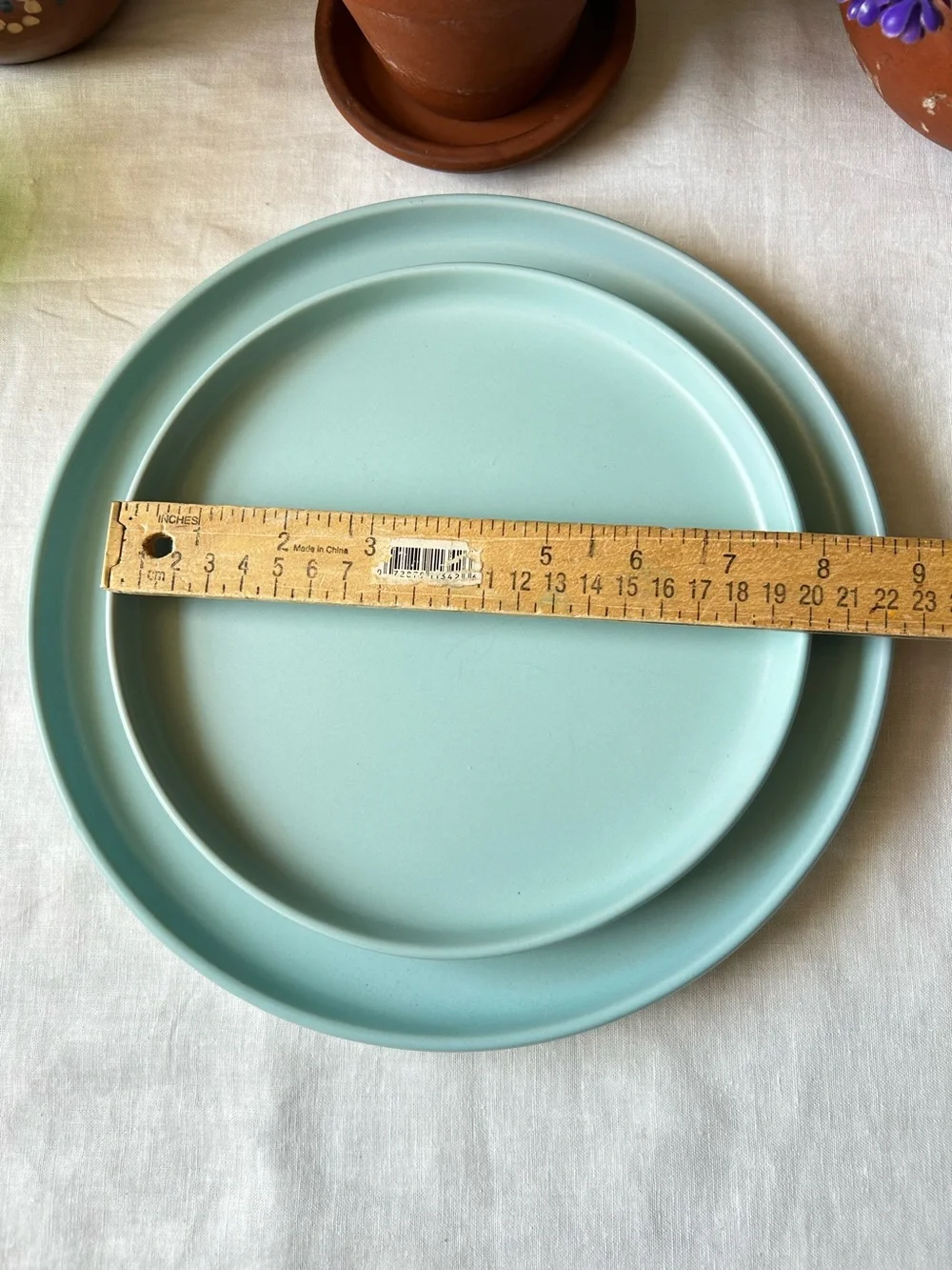 🌴Colorful Turquoise Semi-Matte Dinnerware Set of Two Plates